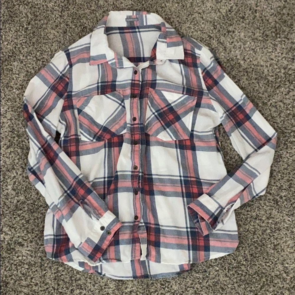 Charlotte Russe Plaid Button Down Long Sleeve